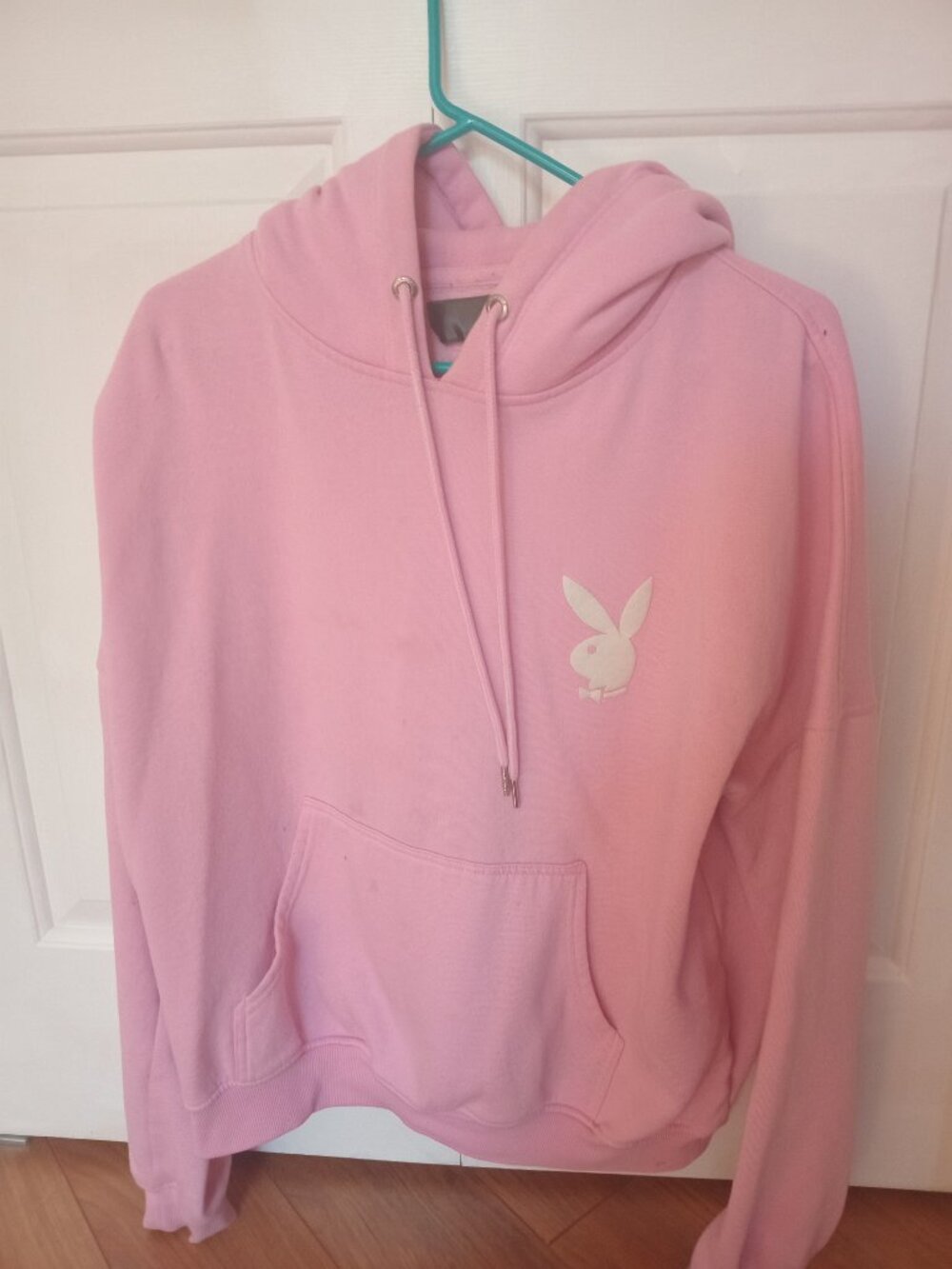 PLAYBOY Light Pink Bunny Logo Hoodie - Women's Pullover